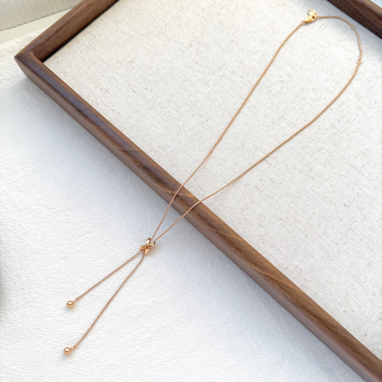 gift ready 18k gold vintage knot tassel necklace elegant jewelry box
