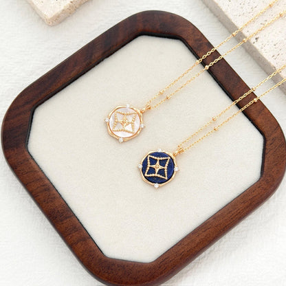 Mother of Pearl Lapis Lazuli Star Necklace, Gold CZ Pendant Necklace, Celestial Jewelry, Dainty Everyday Necklace, Birthday Gift for Her